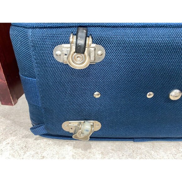 Vintage Valoroso Navy Rolling Suitcase with Brass Hardware – Classic Pilot Style - Picture 12 of 14